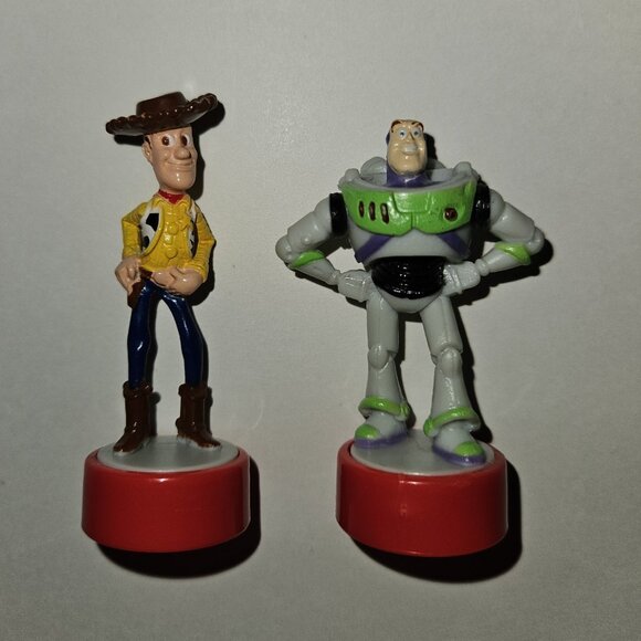 2 Toy Story Buzz Lightyear Woody Disney Small Figure Lot Birthday Cake Topper - Picture 1 of 7